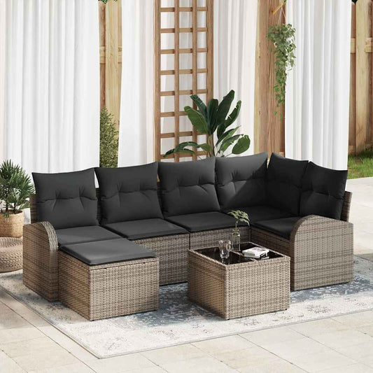 vidaXL Σετ Καναπέ 6 Τμχ με Κουβέρτες Μαύρο Πολυ Ρατάν