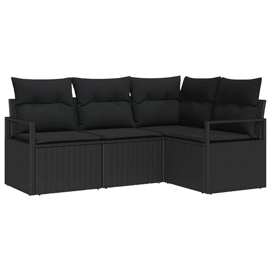 vidaXL Σετ Καναπέ 4 pcs Μαύρο συνθετικό ρατάν
