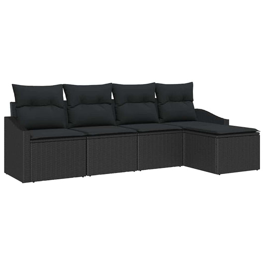vidaXL Σετ Καναπέ με μαξιλάρι 5 pcs Μαύρο συνθετικό ρατάν