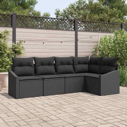 vidaXL Σετ Καναπέ με μαξιλάρι 5 pcs Μαύρο συνθετικό ρατάν