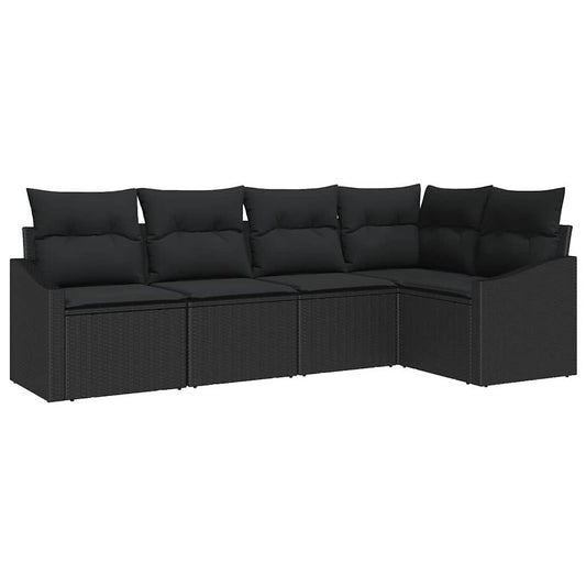 vidaXL Σετ Καναπέ με μαξιλάρι 5 pcs Μαύρο συνθετικό ρατάν