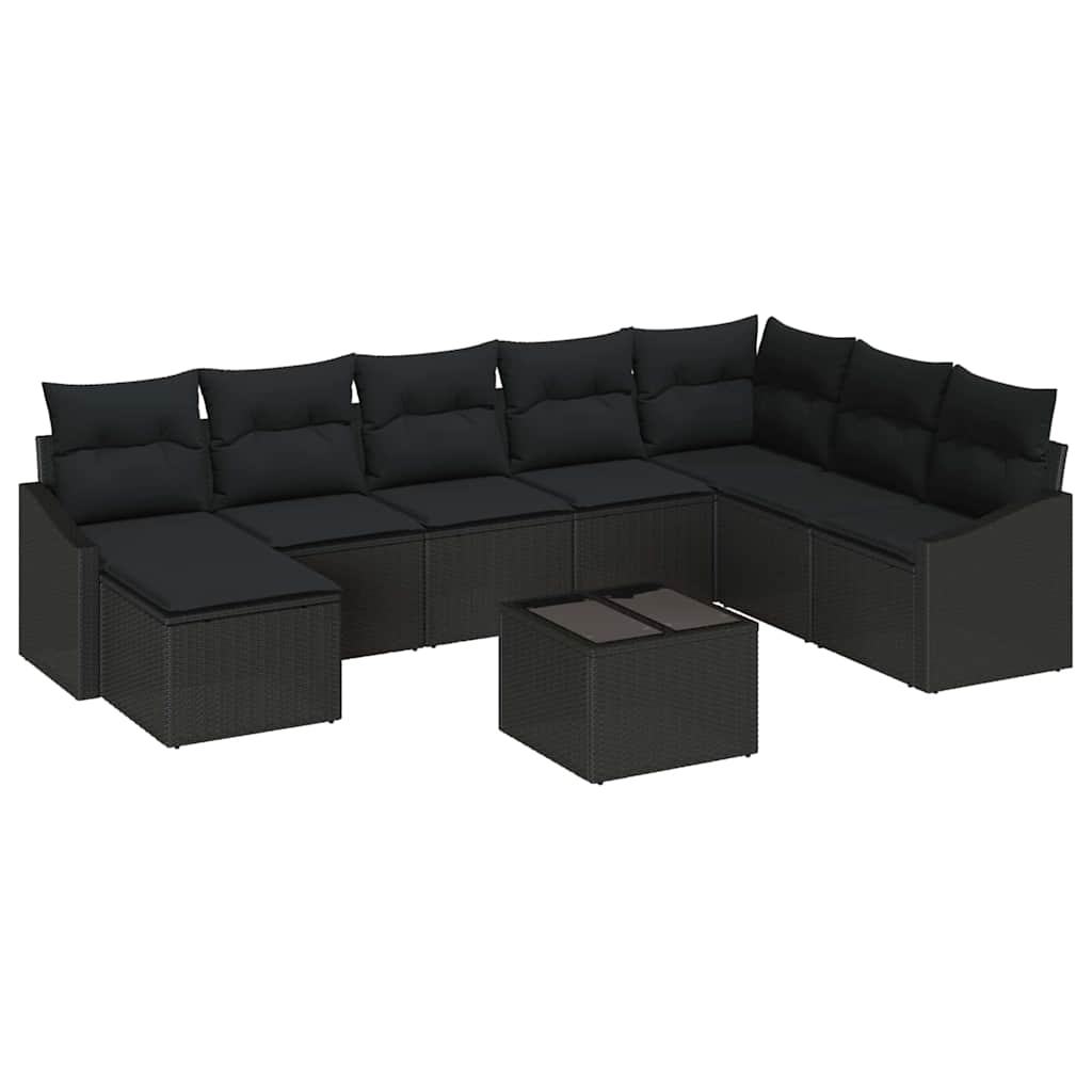 vidaXL Σετ 9 Piece Garden Sofa με Μαξιλάρια Μπεζ Πολυ Ρατάν