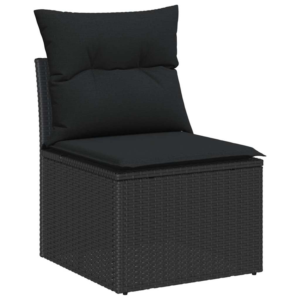 vidaXL Σετ Καναπέ Κήπου με μαξιλάρι 7 pcs Μαύρο Πολυ ράταν