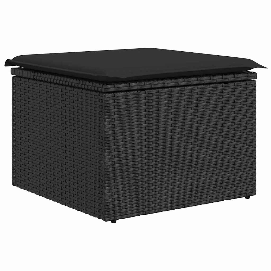 vidaXL Σετ Καναπέ Κήπου με μαξιλάρι 7 pcs Μαύρο Πολυ ράταν