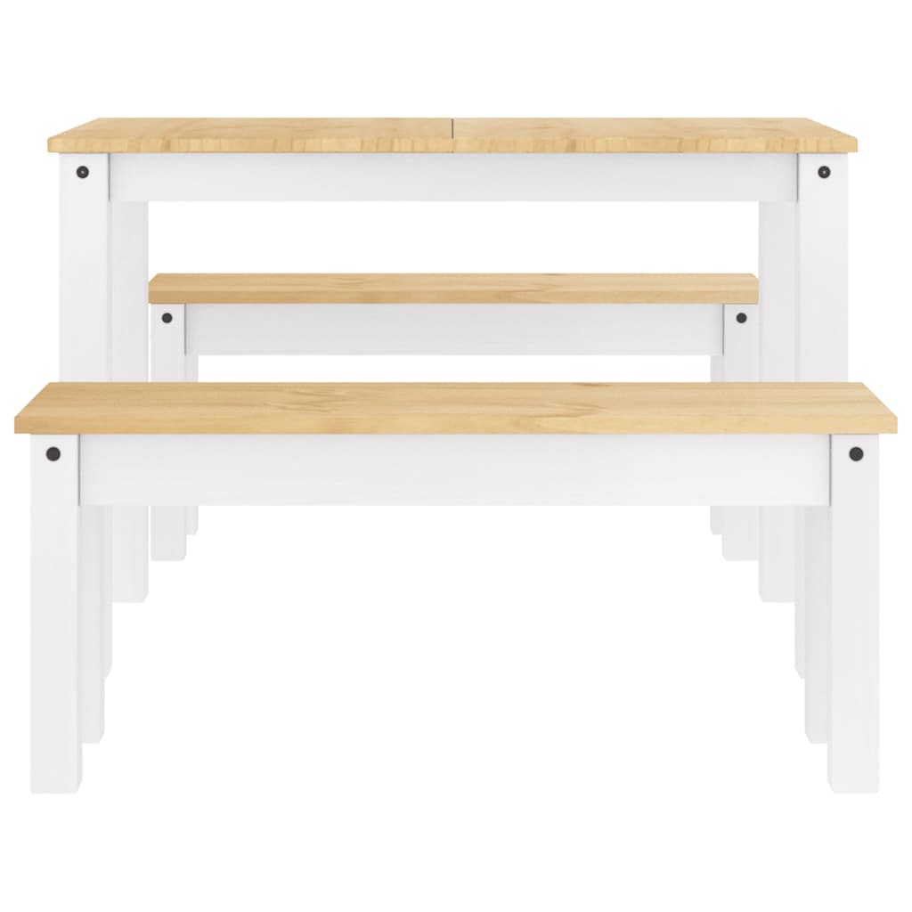 vidaXL Σετ Τραπεζαρίας 3 Τεμαχίων PANAMA από Μασίφ Ξύλο Πεύκου Λευκό