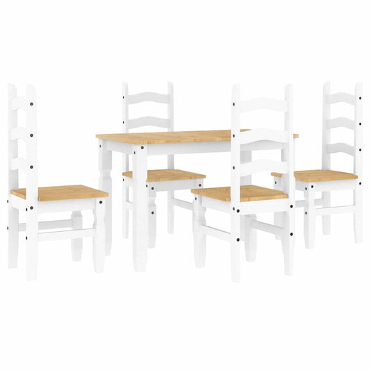 vidaXL Σετ Τραπεζαρίας 5 Τεμαχίων Panama από Μασίφ Ξύλο Πεύκου Λευκό