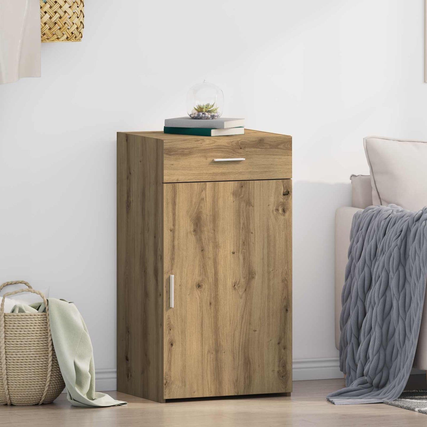 vidaXL Πλαϊνό γραφείο με συρτάρι Artisan Oak 50 x 42,5 x 93 εκ.