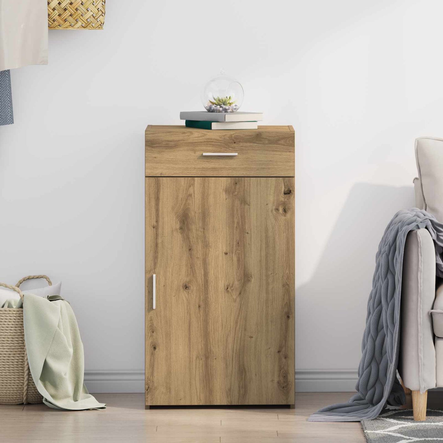 vidaXL Πλαϊνό γραφείο με συρτάρι Artisan Oak 50 x 42,5 x 93 εκ.