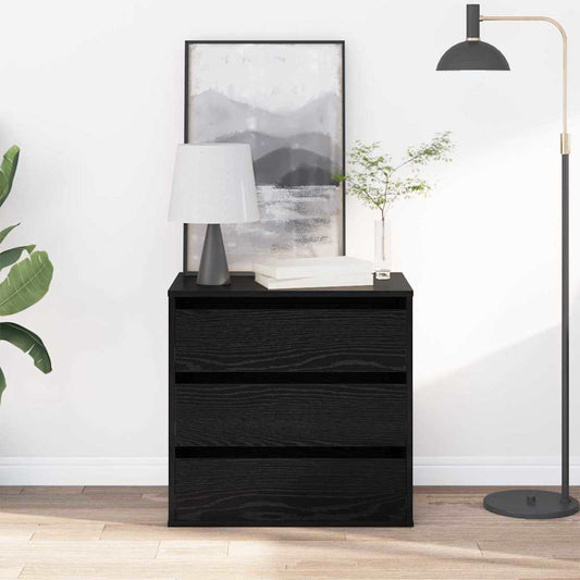 vidaXL Ντουλάπι με Συρτάρια 3-Συρτάρι Μαύρο 61 x 41 x 58 εκ