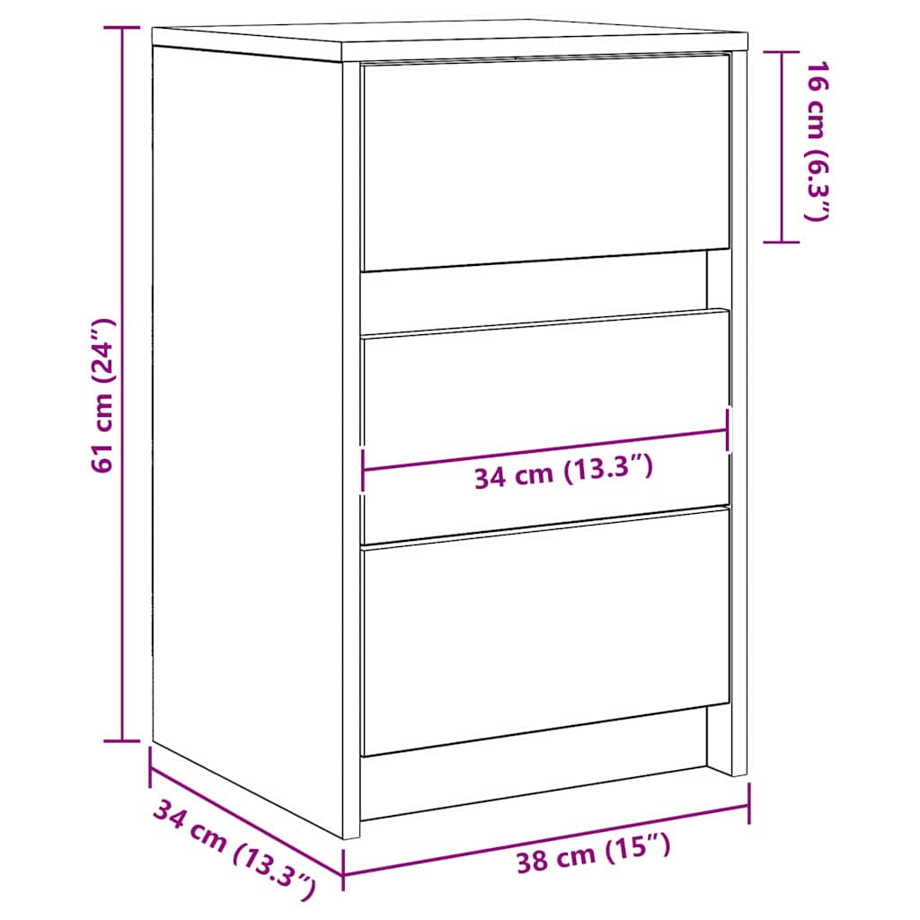 vidaXL Κομοδίνο με Παλαιό ξύλο 38 x 34 x 61 εκ. Επεξεργασμένο ξύλο