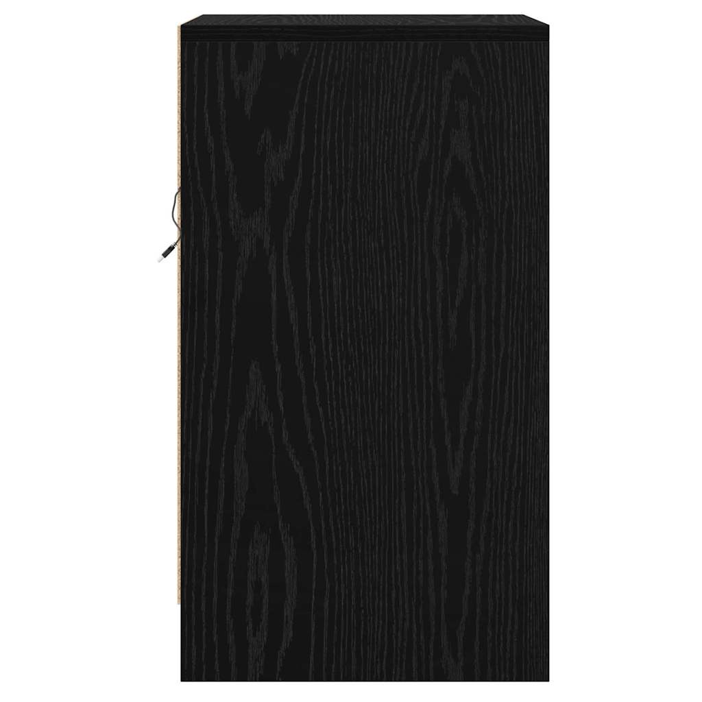 vidaXL Κομοδίνο με Μαύρη δρυς 38 x 34 x 61 εκ. Επεξεργασμένο ξύλο