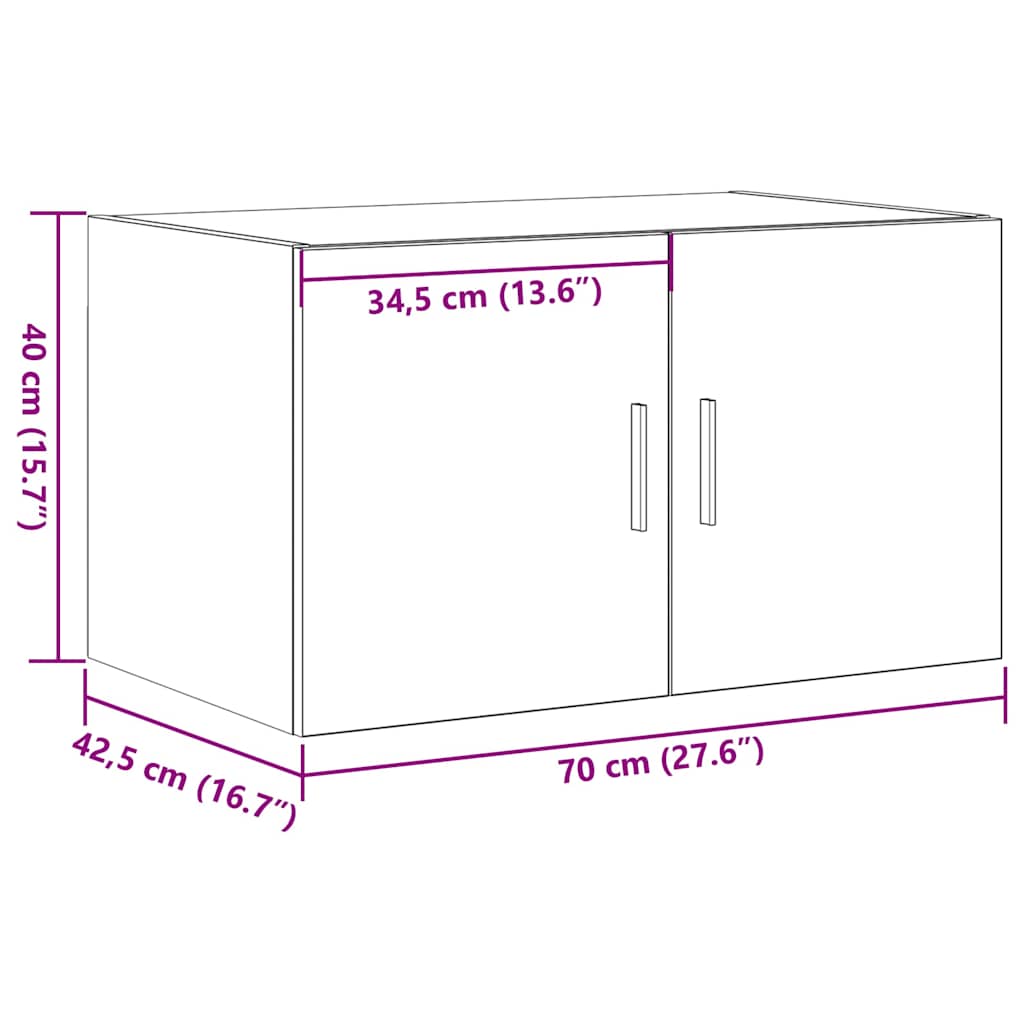 vidaXL Ντουλάπα Τοίχου Επιτοίχιο Παλαιό ξύλο 70 x 42.5 x 40 εκ.