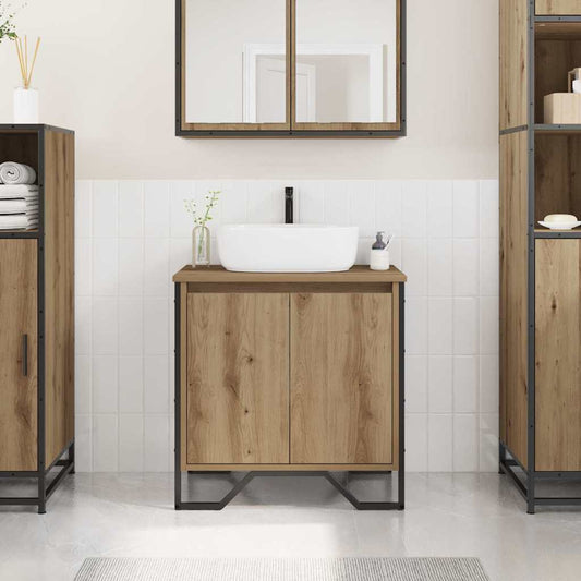 vidaXL Ντουλάπα Νιπτήρα Mπάνιου με πόρτα Artisan Oak 60 x 35 x 60 εκ.