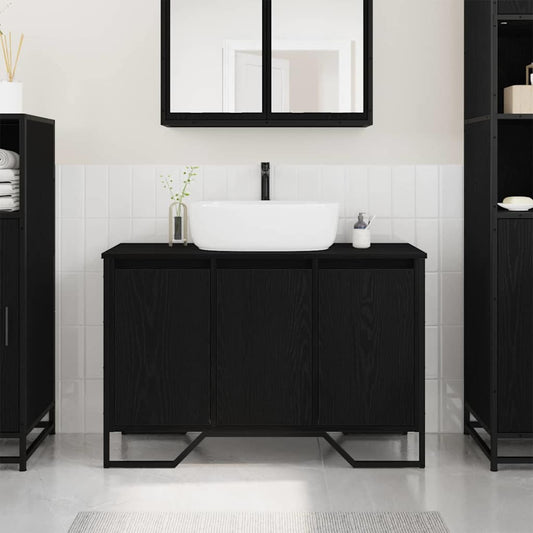 vidaXL Ντουλάπι Λεκάνης Μαύρη Οξυά 91 x 35 x 60 εκ Επεξεργασμένο ξύλο