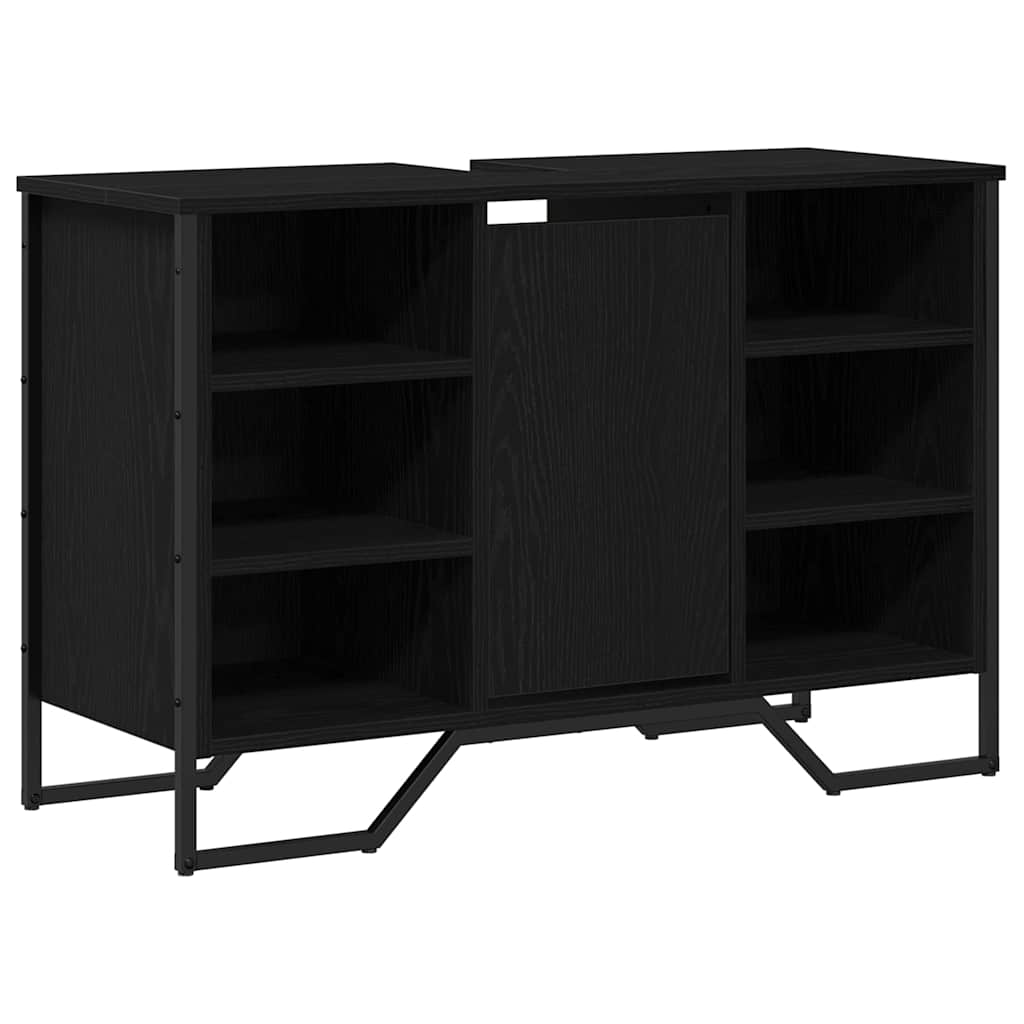 vidaXL Ντουλάπι νεροχύτη Μαύρη Οξυά 91 x 35 x 60 εκ Επεξεργασμένο ξύλο