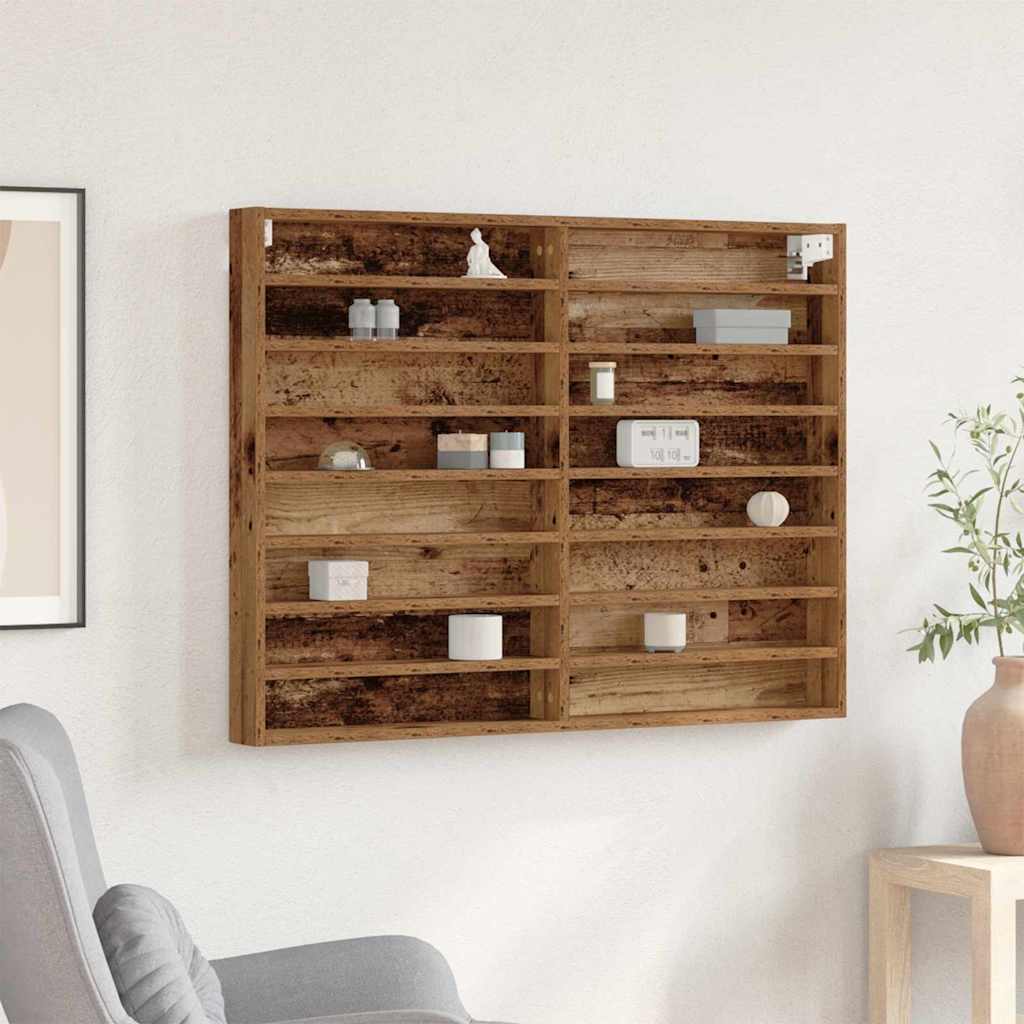 vidaXL Βιτρίνα με ράφι Παλιό ξύλο 100 x 8,5 x 75 cm Επεξεργασμένο ξύλο