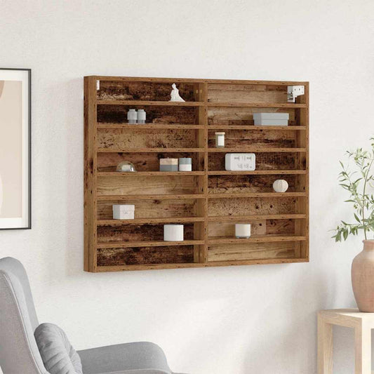 vidaXL Βιτρίνα με ράφι Παλιό ξύλο 100 x 8,5 x 75 cm Επεξεργασμένο ξύλο
