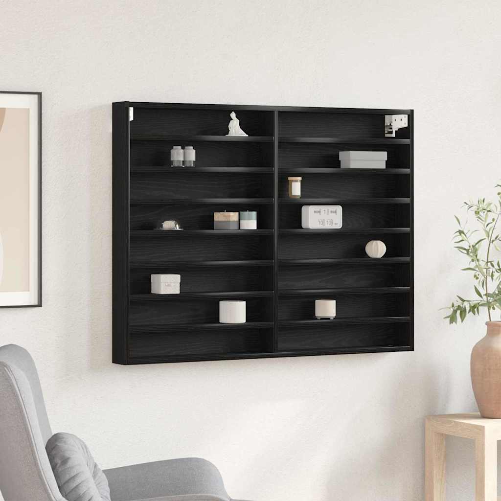 vidaXL Βιτρίνα με ράφι Μαύρη Οξυά 100 x 8,5 x 75 cm Επεξεργασμένο ξύλο