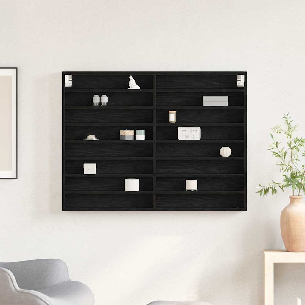vidaXL Βιτρίνα με ράφι Μαύρη Οξυά 100 x 8,5 x 75 cm Επεξεργασμένο ξύλο
