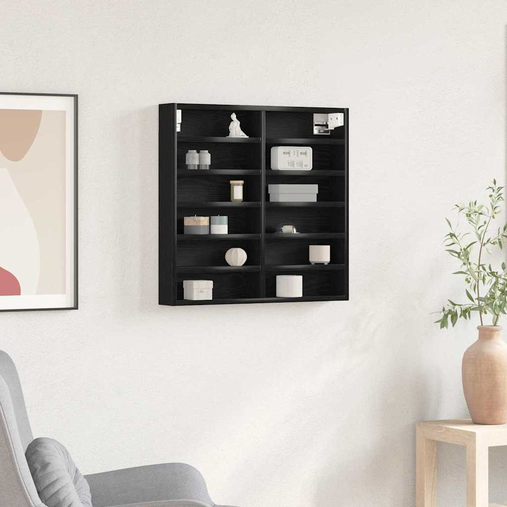 vidaXL Βιτρίνα με ράφι Μαύρη Οξυά 60 x 8,5 x 58 εκ Επεξεργασμένο ξύλο