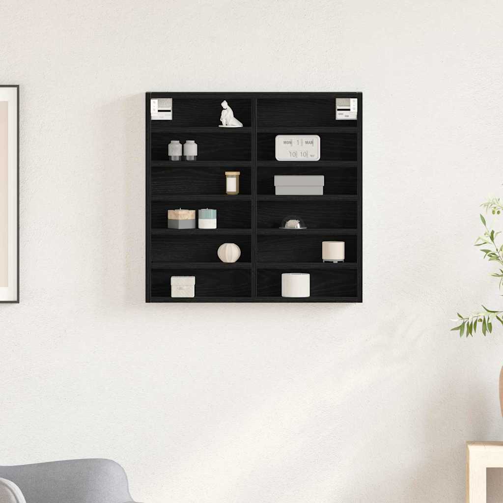 vidaXL Βιτρίνα με ράφι Μαύρη Οξυά 60 x 8,5 x 58 εκ Επεξεργασμένο ξύλο