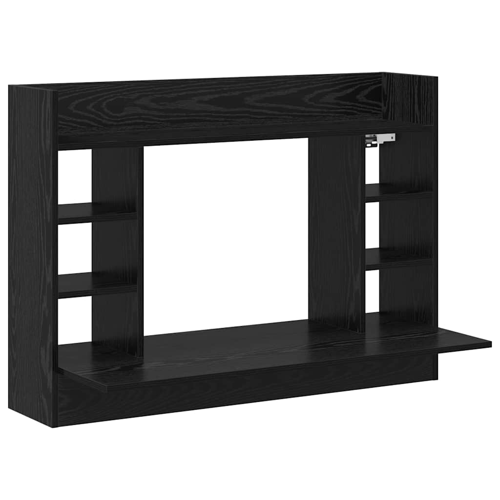 vidaXL Επιτοίχιο γραφείο με ράφι Μαύρη δρυς 105 x 48 x 75 εκ.