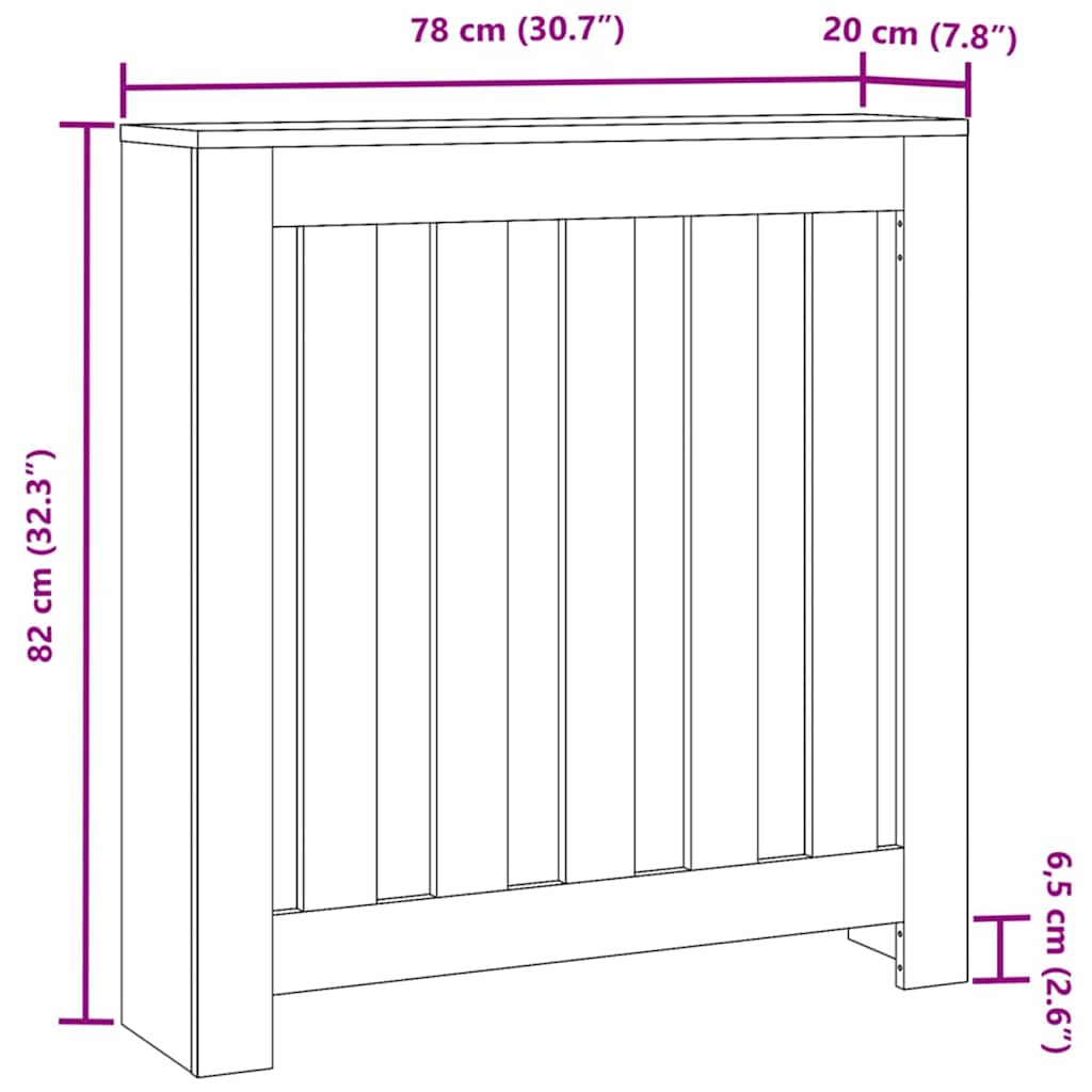 vidaXL Καπάκι Καλοριφέρ Μαύρη Οξυά 78 x 20 x 82 cm Επεξεργασμένο ξύλο