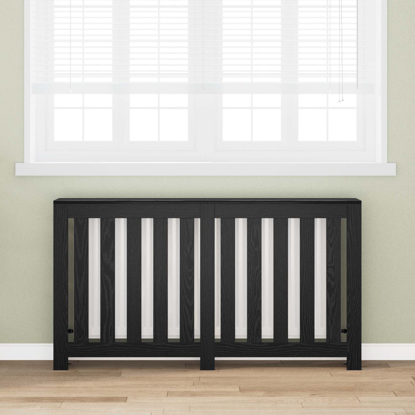 vidaXL Καπάκι Καλοριφέρ Μαύρη Οξυά 149 x 20 x 82 cm Επεξεργασμένο ξύλο