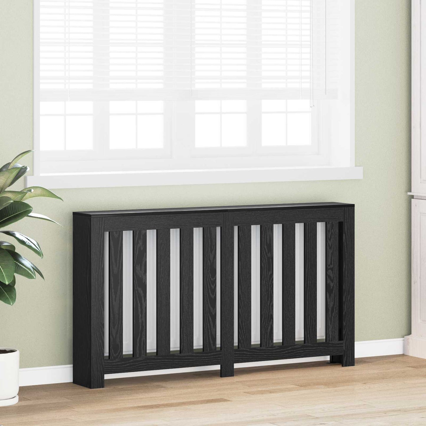 vidaXL Καπάκι Καλοριφέρ Μαύρη Οξυά 149 x 20 x 82 cm Επεξεργασμένο ξύλο