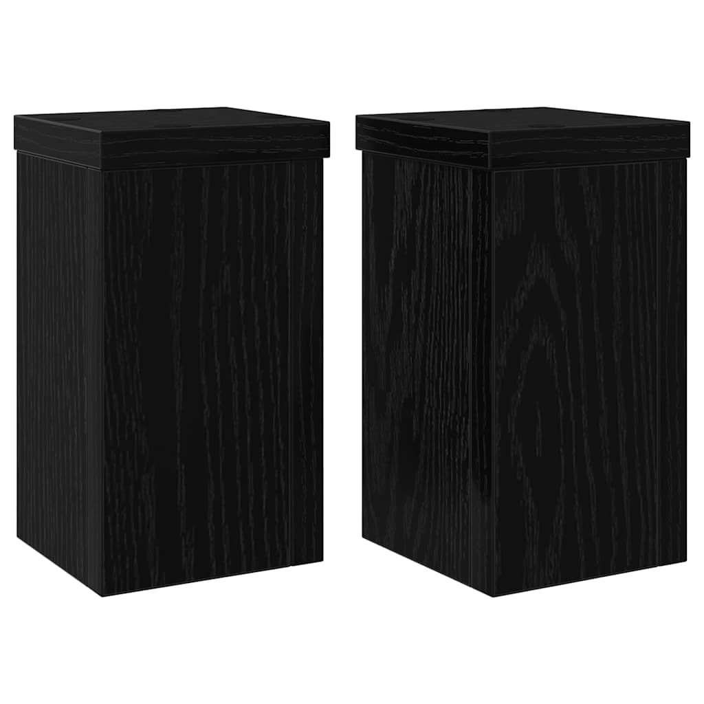vidaXL Βάση φυτών 2 pcs Μαύρη δρυς 10 x 10 x 18 cm Επεξεργασμένο ξύλο