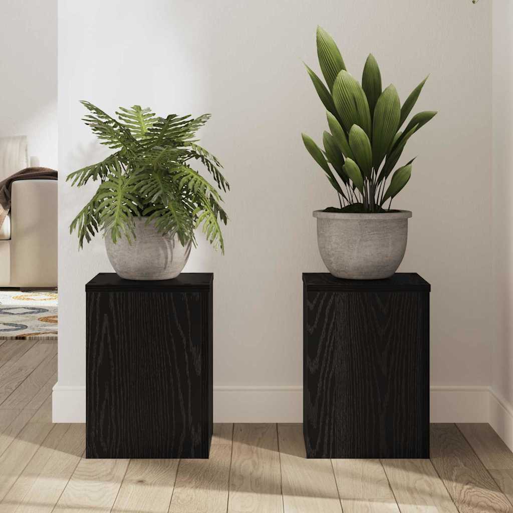vidaXL Βάση φυτών 2 pcs Μαύρη δρυς 25 x 25 x 35 cm Επεξεργασμένο ξύλο