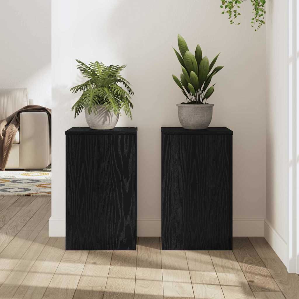 vidaXL Βάση φυτών 2 pcs Μαύρη δρυς 30 x 30 x 50 cm Επεξεργασμένο ξύλο