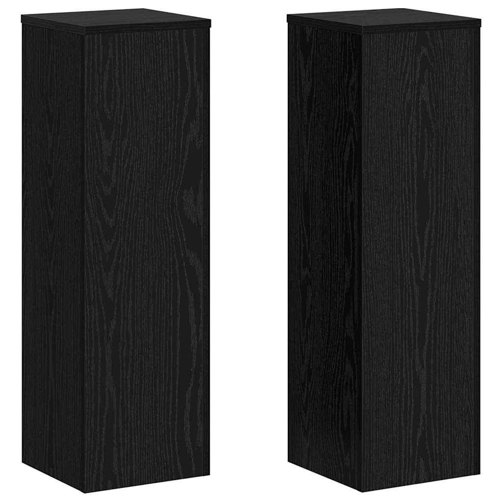 vidaXL Βάση φυτών 2 pcs Μαύρη δρυς 25 x 25 x 80 cm Επεξεργασμένο ξύλο