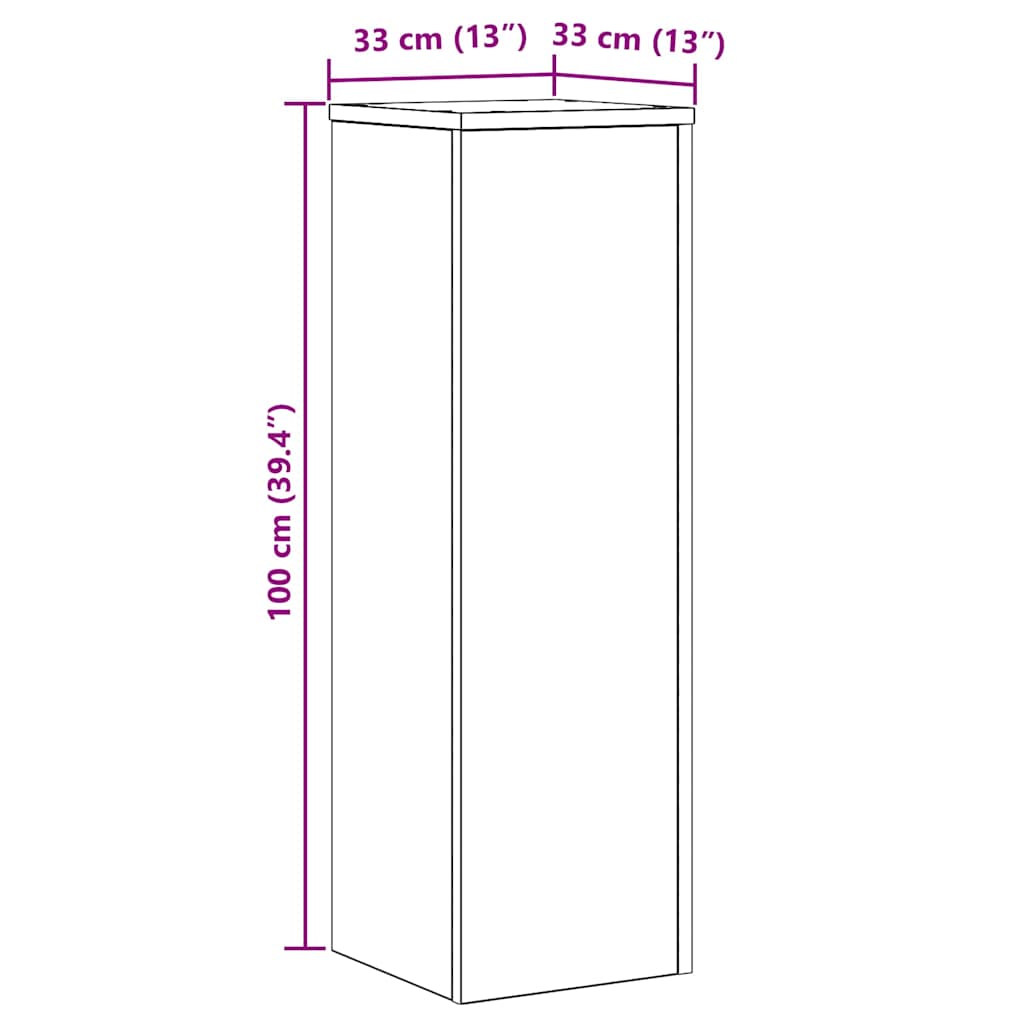 vidaXL Βάση φυτών Μαύρη Οξυά 33 x 33 x 100 cm Επεξεργασμένο ξύλο