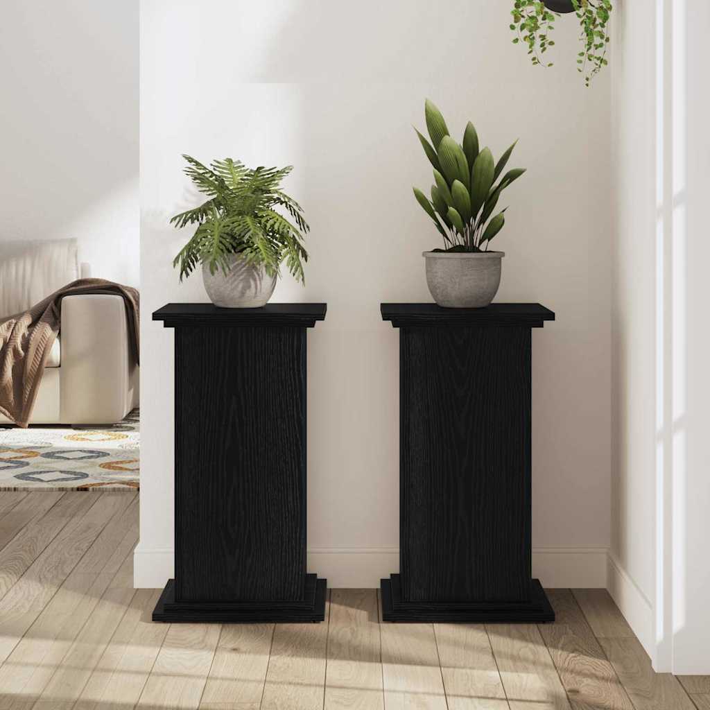 vidaXL Βάση φυτών Μαύρη δρυς 33 x 33 x 60 εκ Επεξεργασμένο ξύλο