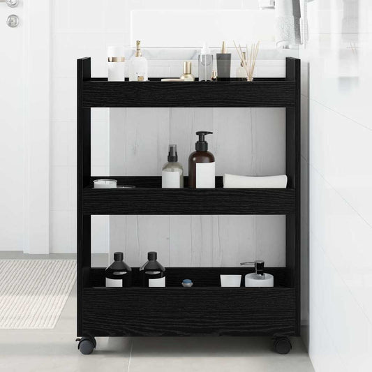 vidaXL Λεπτό Καρότσι Αποθήκευσης Μαύρη Οξυά 60 x 22 x 80 εκ.