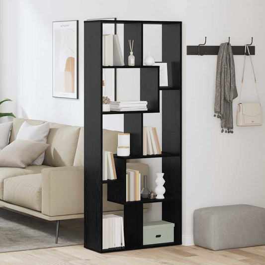 vidaXL Βιβλιοθήκη Μαύρη Οξυά 67 x 25 x 162 εκ. Επεξεργασμένο ξύλο