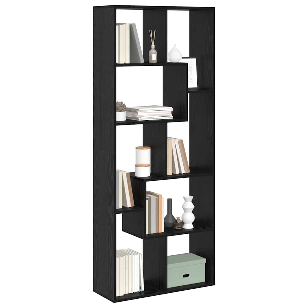 vidaXL Βιβλιοθήκη Μαύρη δρυς 67 x 25 x 161,5 εκ Επεξεργασμένο ξύλο