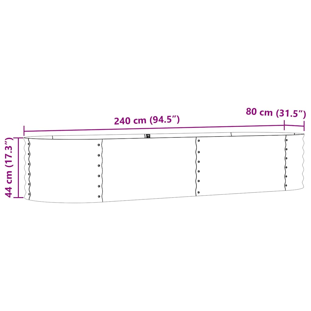 vidaXL Υπερυψωμένη Ζαρντινιέρα Πράσινο 240 x 80 x 44 cm Ατσάλι