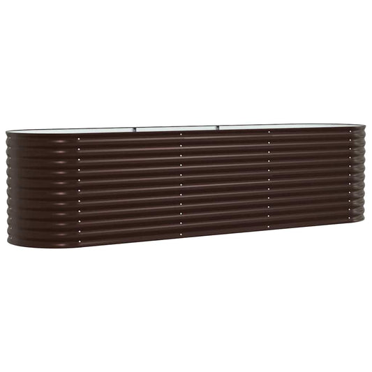 vidaXL Υπερυψωμένη Ζαρντινιέρα Καφέ 320 x 80 x 81 cm Ατσάλι