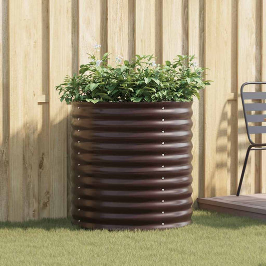 vidaXL Υπερυψωμένη Ζαρντινιέρα Καφέ 80 x 80 x 81 cm Ατσάλι