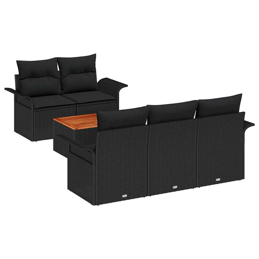 vidaXL Σετ Καναπέ Κήπου με μαξιλάρι 6 pcs Μαύρο συνθετικό ρατάν