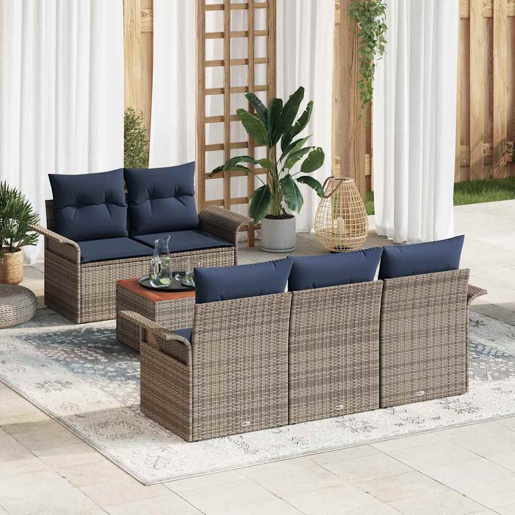 vidaXL Σετ Καναπέ Κήπου με μαξιλάρι 6 pcs Γκρι συνθετικό ρατάν