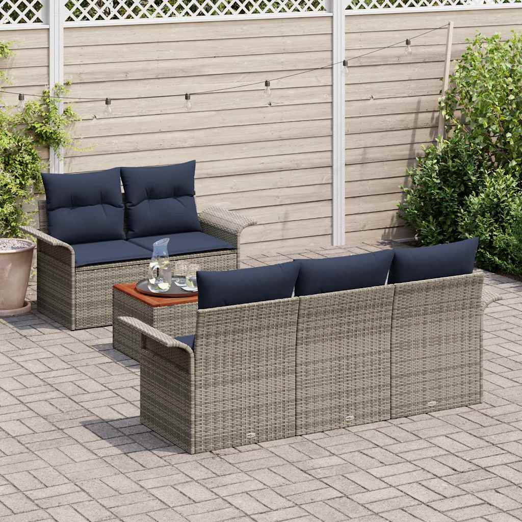 vidaXL Σετ Καναπέ Κήπου με μαξιλάρι 6 pcs Γκρι συνθετικό ρατάν