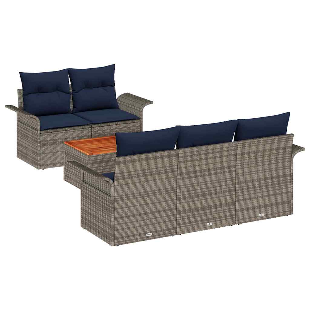 vidaXL Σετ Καναπέ Κήπου με μαξιλάρι 6 pcs Γκρι συνθετικό ρατάν