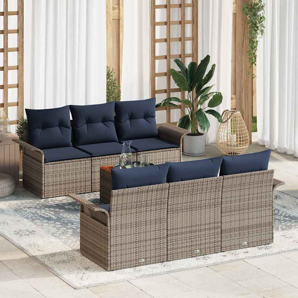 vidaXL Σετ Καναπέ Κήπου με μαξιλάρι 7 pcs Γκρι συνθετικό ρατάν