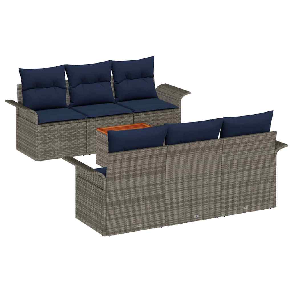 vidaXL Σετ Καναπέ Κήπου με μαξιλάρι 7 pcs Γκρι συνθετικό ρατάν