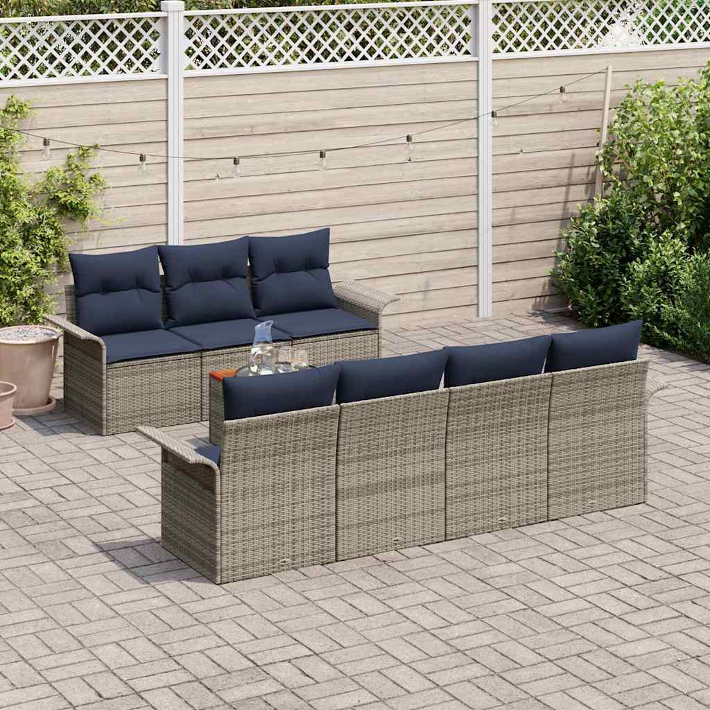 vidaXL Σετ Καναπέ Κήπου με μαξιλάρι 8 pcs Γκρι συνθετικό ρατάν