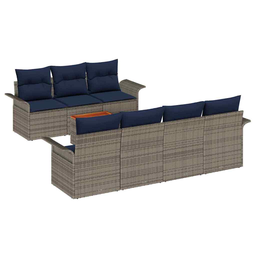 vidaXL Σετ Καναπέ Κήπου με μαξιλάρι 8 pcs Γκρι συνθετικό ρατάν