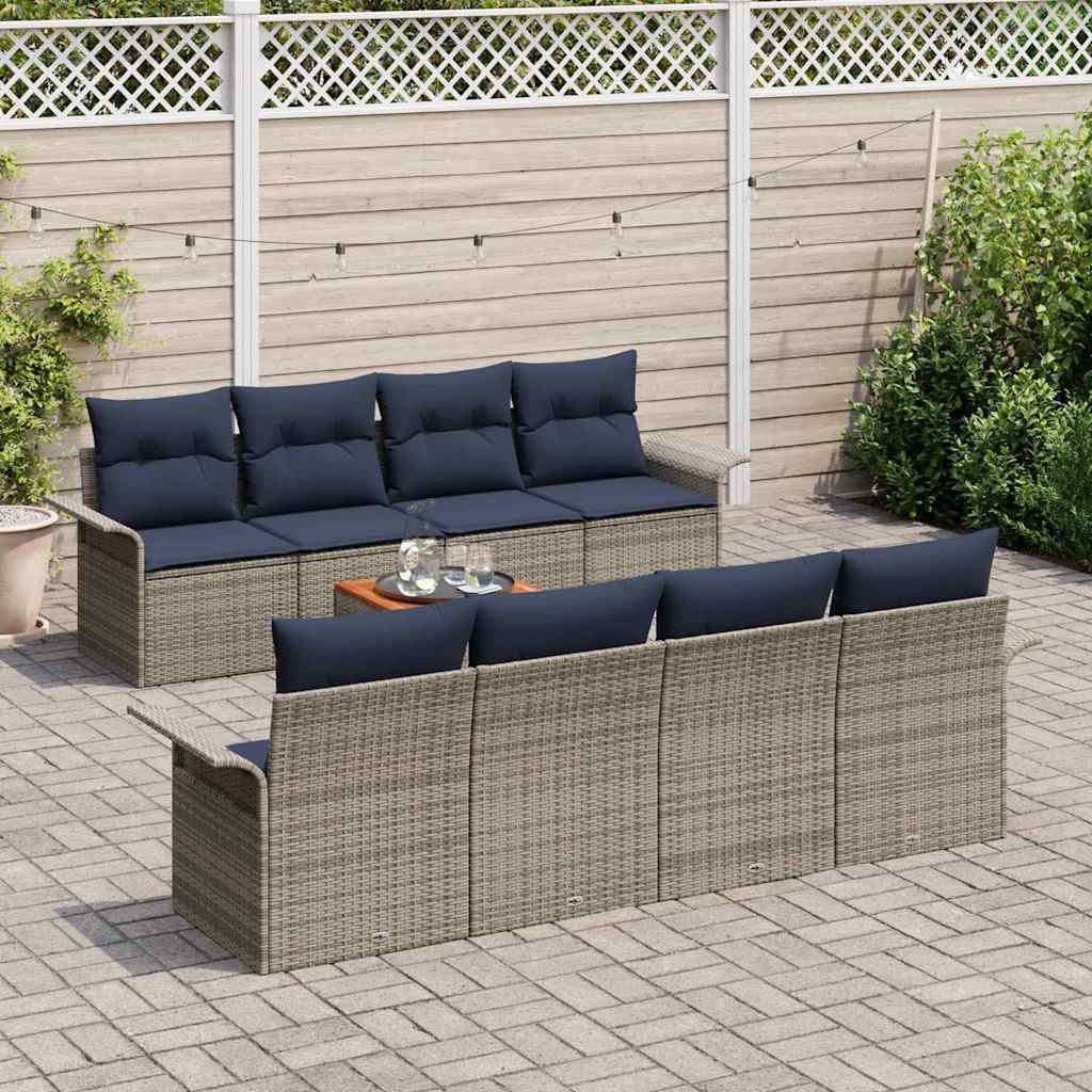 vidaXL Σετ Καναπέ Κήπου με μαξιλάρι 9 pcs Γκρι συνθετικό ρατάν